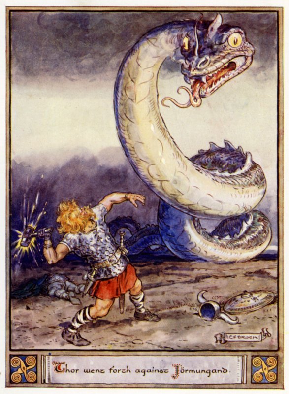 Thor ging op pad tegen Jormungand door after Charles Edmund Brock