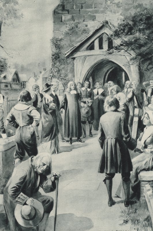 De mensen van Eyam in Derbyshire besluiten hun door de pest getroffen dorp van de wereld af te sluiten door after Charles Mills Sheldon