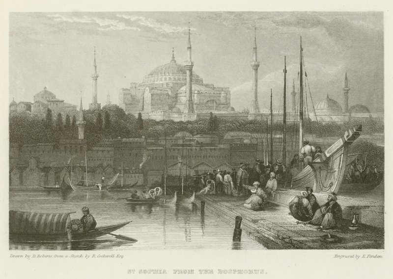 St Sophia vanaf de Bosporus door after David Roberts