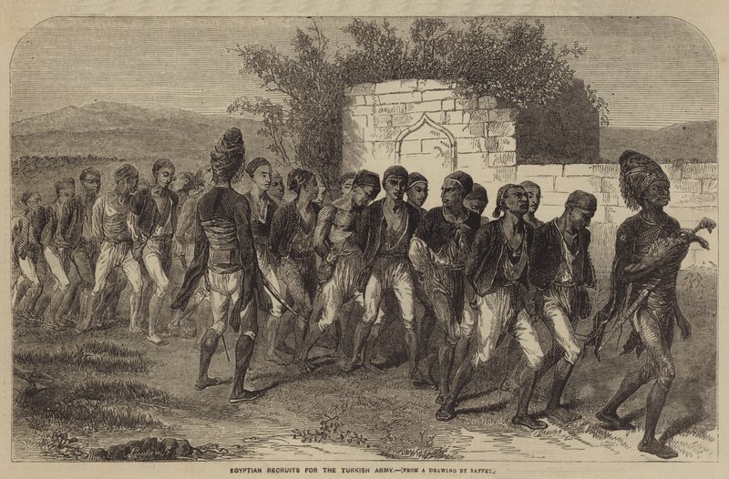 Egyptische rekruten voor het Turkse leger door after Denis Auguste Marie Raffet