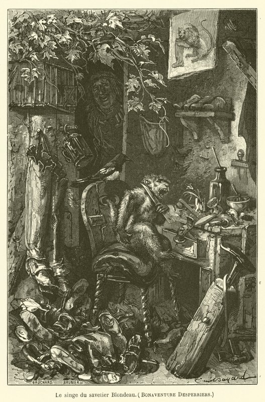 De aap van de schoenmaker Blondeau, Bonaventure Desperriers door after Emile Antoine Bayard