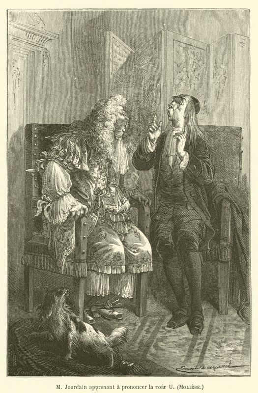 M Jourdain leert de U-klank uitspreken, Moliere door after Emile Antoine Bayard