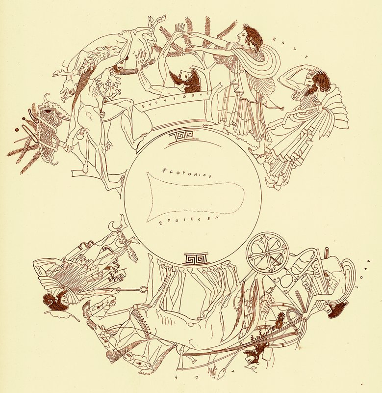 Herakles en Eurystheus, illustratie uit Griekse Vaas Schilderijen door J. E. Harrison en D. S. MacColl, gepubliceerd 1894 door after English School