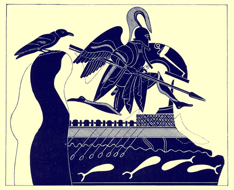 De geest van Patroklos, illustratie uit Griekse Vaas Schilderijen door J. E. Harrison en D. S. MacColl, gepubliceerd 1894 door after English School
