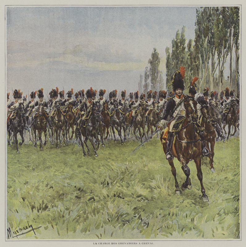 De charge van de Paardengrenadiers door after Felicien baron de Myrbach Rheinfeld