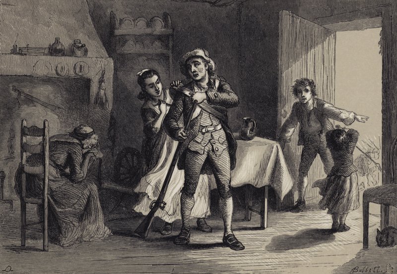 Een Minuteman die zich voorbereidt op oorlog door after Felix Octavius Carr Darley