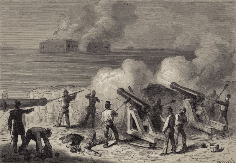 De aanval op Fort Sumter door after Felix Octavius Carr Darley