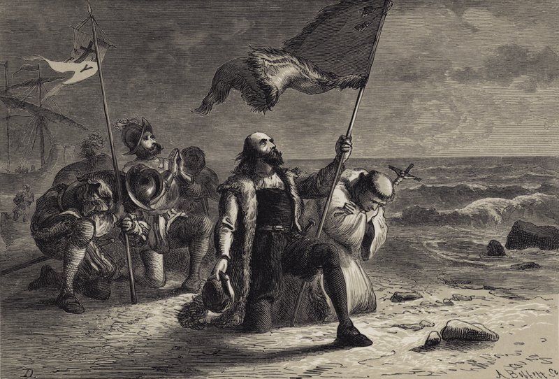 De landing van Columbus door after Felix Octavius Carr Darley