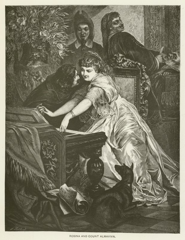Rosina en Graaf Almaviva door after Ferdinand Keller
