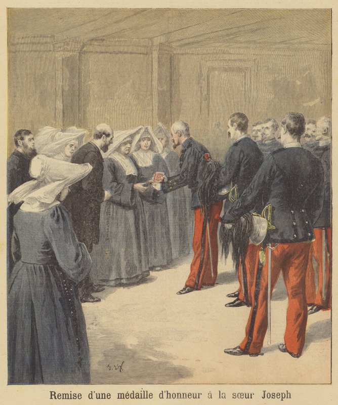 Overhandiging van een medaille aan Zuster Joseph door after Frederic Theodore Lix