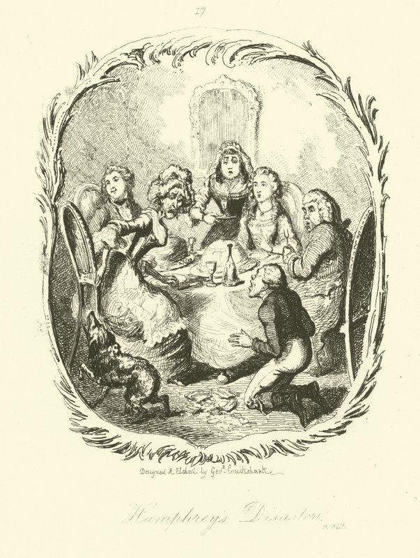 Illustratie voor Humphry Clinker door Tobias Smollett door after George Cruikshank