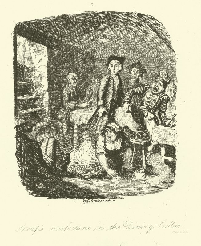 Illustratie voor Roderick Random door Tobias Smollett door after George Cruikshank