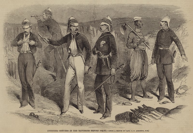 Ingenieursofficieren in de batterijen voor Delhi door after George Francklin Atkinson