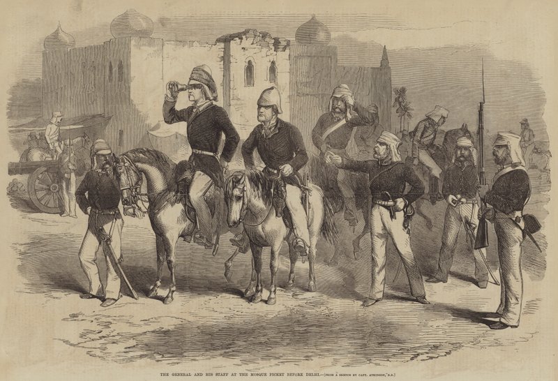 De generaal en zijn staf bij de moskee-piket voor Delhi door after George Francklin Atkinson