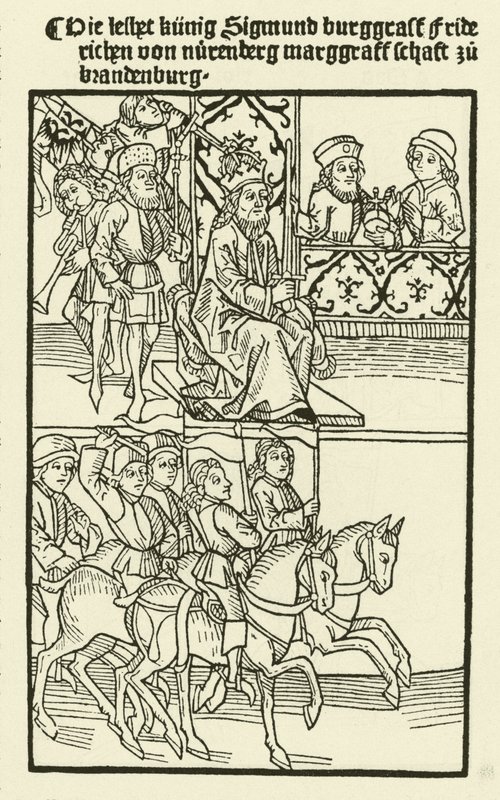 Investituur van Frederik I van het huis Hohenzollern als Markgraaf van Brandenburg, 1415 door after German School