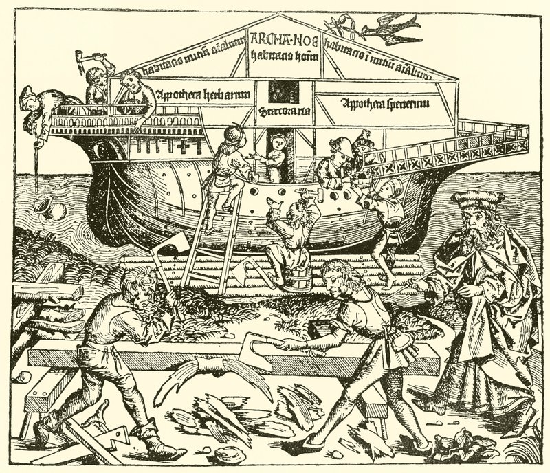 De bouw van de ark onder toezicht van Noach door after German School