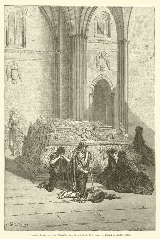 Graf van Ferdinand en Isabella, in de kathedraal van Granada door Gustave after Dore