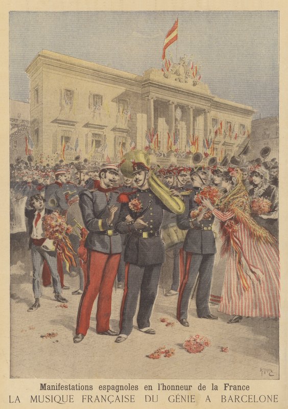 Populaire demonstraties van vriendschap jegens Frankrijk in Spanje door after Henri Meyer