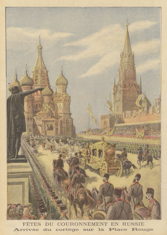 De kroning van tsaar Nicolaas II en tsarina Alexandra van Rusland door after Henri Meyer