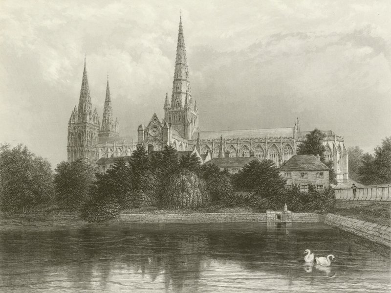 Kathedraal van Lichfield door Henry after Warren
