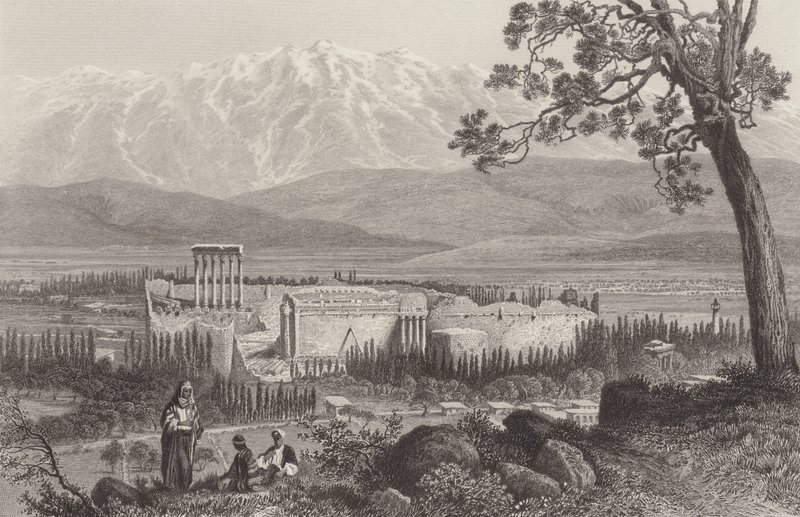 Libanon Gebergte en Baalbek door after John Douglas Woodward