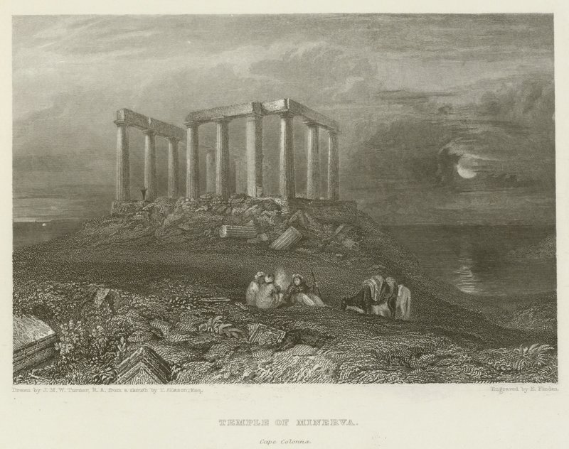 Tempel van Minerva, Kaap Colonna door after Joseph Mallord William Turner