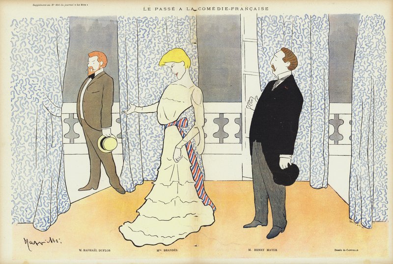 Acteurs die verschijnen in Le Passe bij de Comedie-Francaise, illustratie voor Le Rire door after Leonetto Cappiello