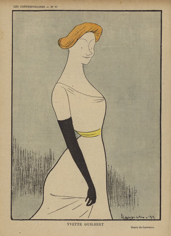 Yvette Guilbert, Illustratie voor Le Rire door after Leonetto Cappiello