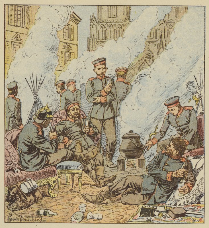 Na de strijd bij Orleans, De Duitsers in de straten van de stad door after Louis Charles Bombled