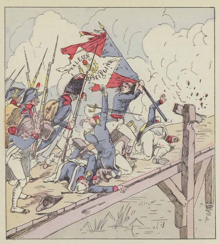 Bonaparte bij de brug van Arcole door after Louis Charles Bombled