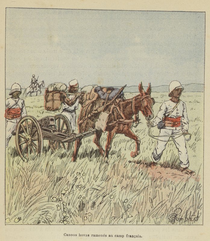Hova-kanonnen teruggebracht naar het Franse kamp door after Louis Charles Bombled