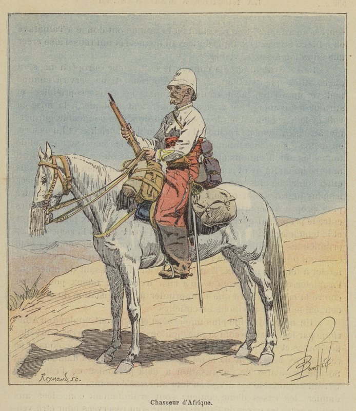 Afrikaanse jager door after Louis Charles Bombled