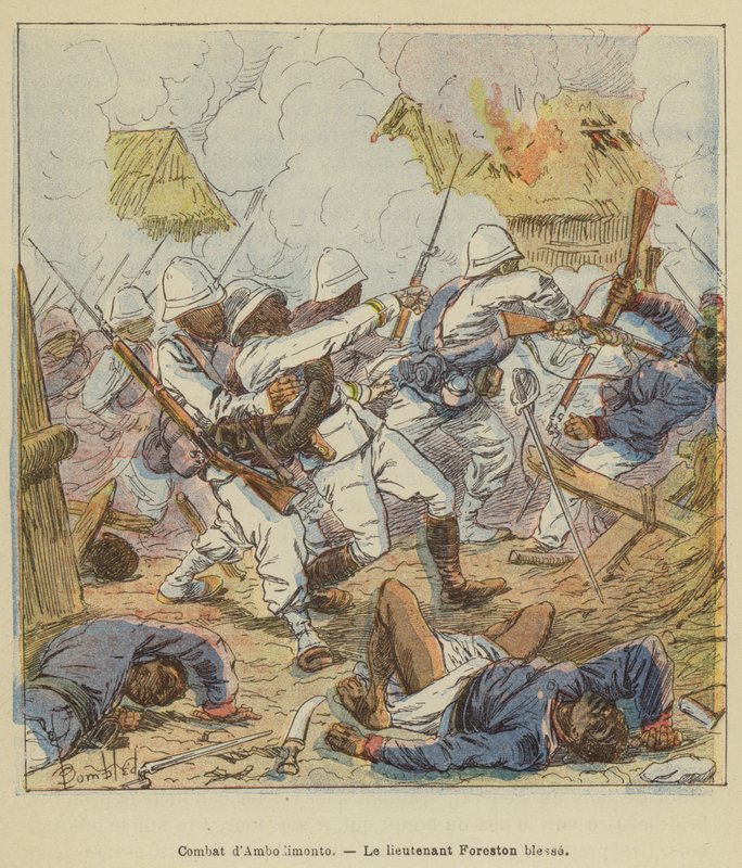 Gevecht bij Ambodimonto, luitenant Foreston gewond door after Louis Charles Bombled
