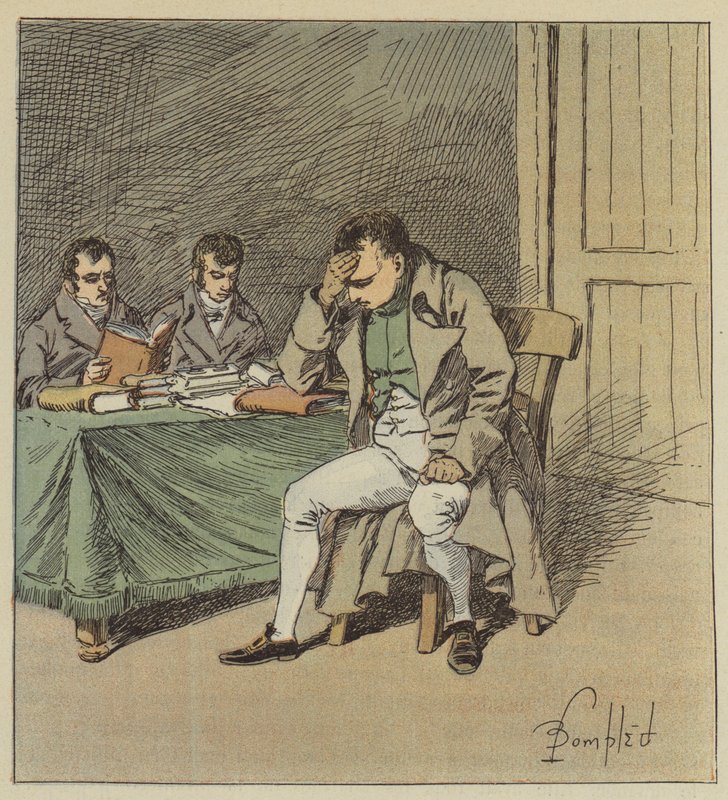 En Napoleon zweeg enkele ogenblikken, met zijn hoofd op een van zijn handen leunend door after Louis Charles Bombled