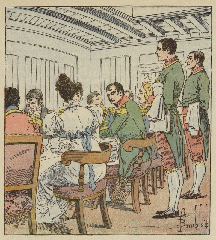 De Keizer had aan zijn linkerzijde mevrouw de Montholon door after Louis Charles Bombled