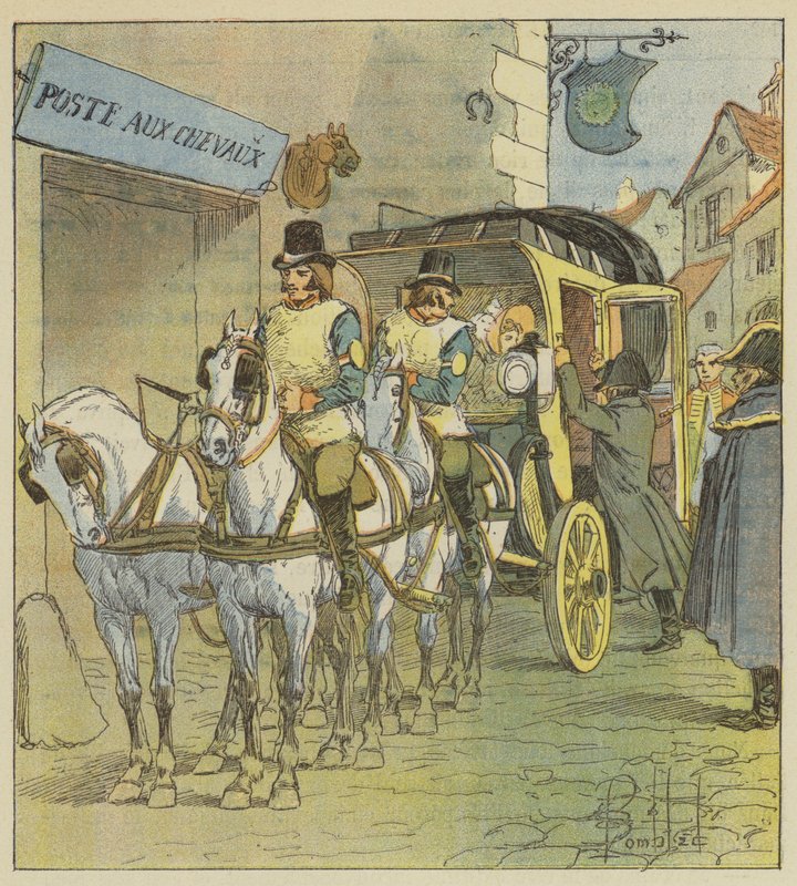 De Keizer stapt in de koets van Marie-Louise door after Louis Charles Bombled