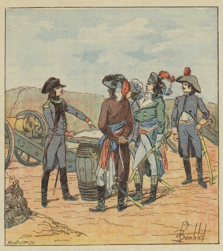 De artilleriecommandant Bonaparte ontwikkelt zijn plan aan de vertegenwoordigers door after Louis Charles Bombled