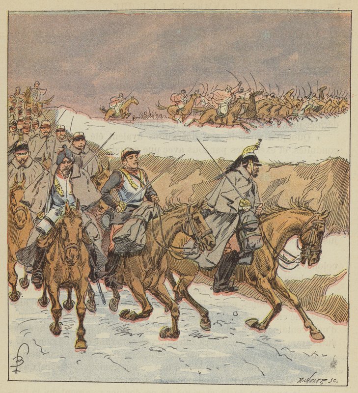 De Arabieren van kolonel Goursaud bevrijden het 3e cuirassiers met een schitterende charge door after Louis Charles Bombled