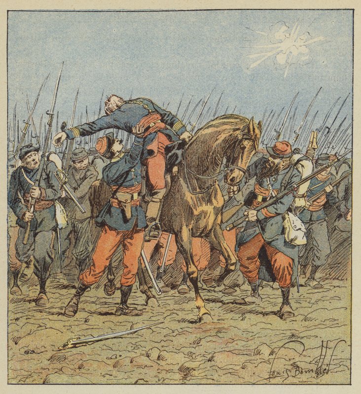 Dood van kolonel de Fonlongue door after Louis Charles Bombled