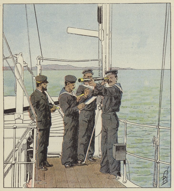 Japanse wachters houden de vloot van Port-Arthur in de gaten door after Louis Charles Bombled
