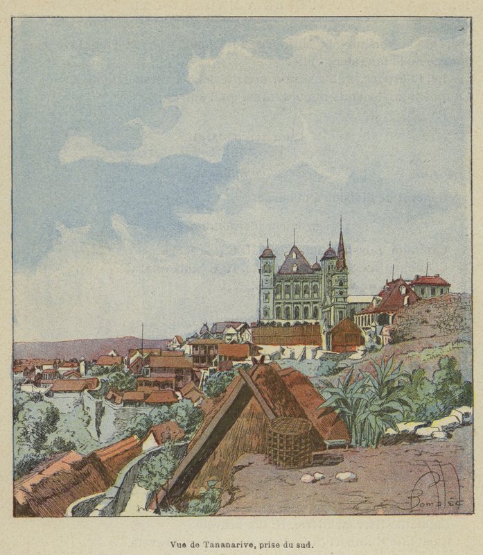 Uitzicht op Tananarive, genomen vanuit het zuiden door after Louis Charles Bombled