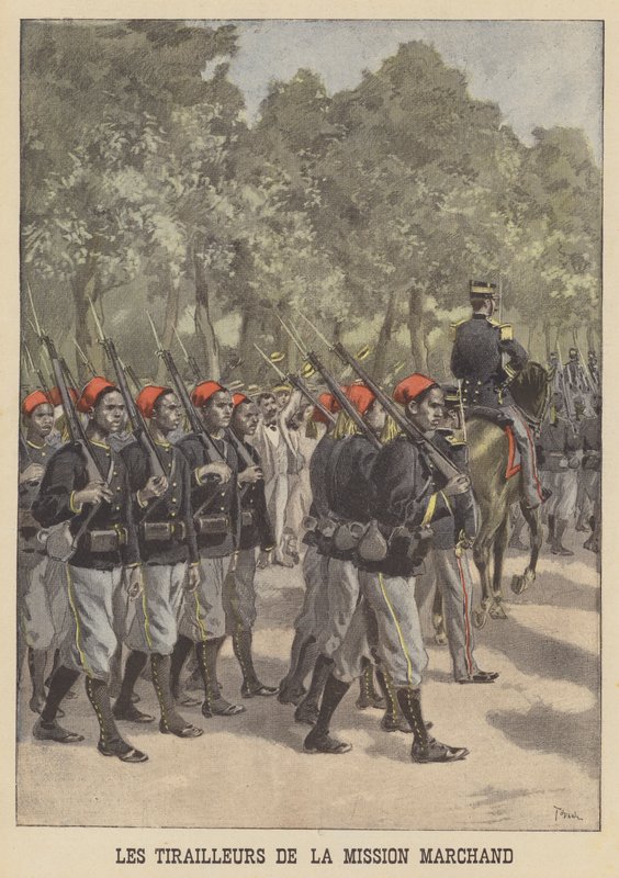 Franse Koloniale Tirailleurs van de Marchand Missie door after Oswaldo Tofani
