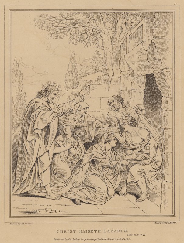 Christus wekt Lazarus op, Lucas door after Peter Paul Rubens