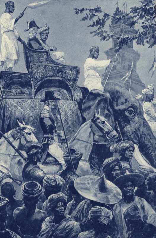 Singapore, de Britten betreden de stad, overgegeven door de Sultan van Johore in 1824 voor een som geld door after Richard Caton II Woodville