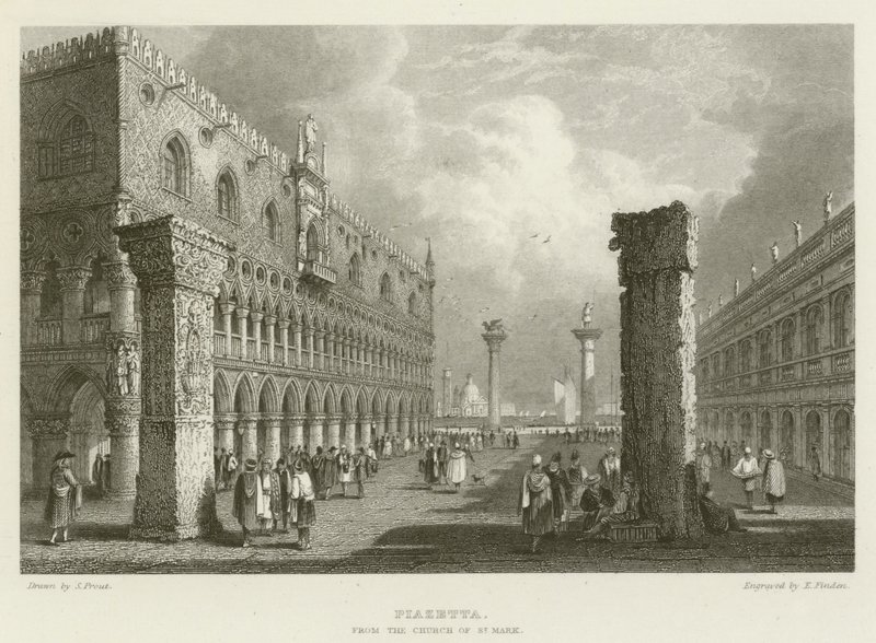Piazetta, vanaf de kerk van St. Mark door Samuel (after) Prout