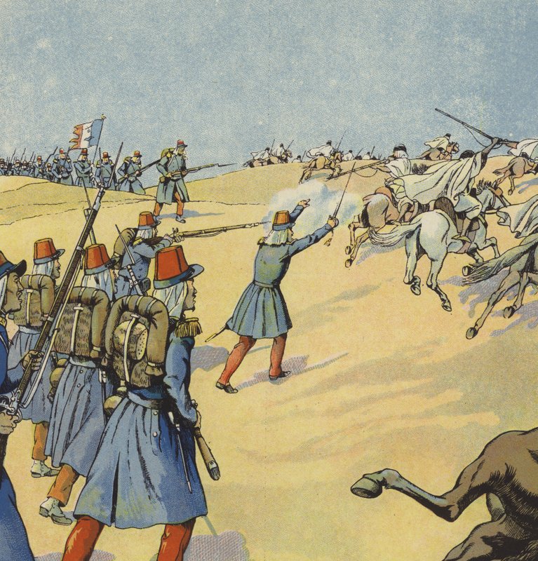 De Franse verovering van Algerije (kleur litho) door pseudonym for Onfray de Breville Jacques Job