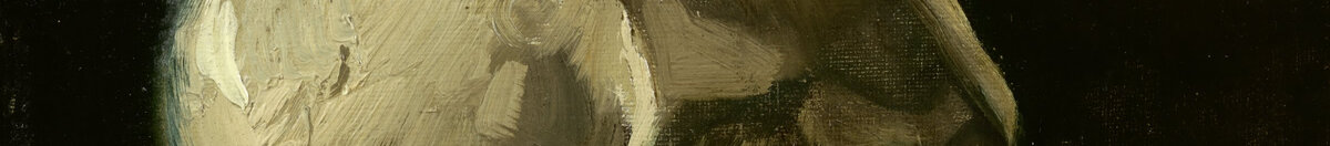 Kop van een skelet met een brandende sigaret (Vincent van Gogh), Detail: Schädeldach und Augenhöhle