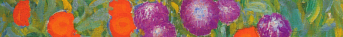 Boerentuin (Gustav Klimt), Detail: Rote und violette Blüten links