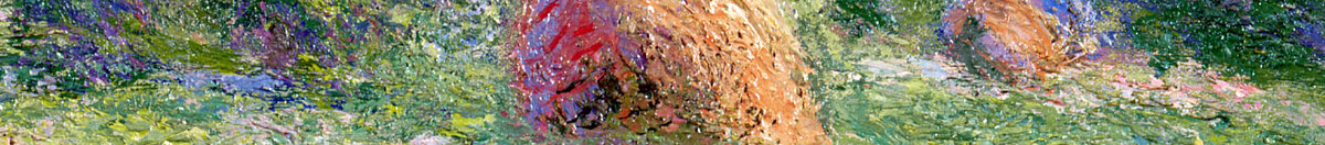 Lente-effect, Giverny, 1890 (Claude Monet), Detail: Heuhaufen in der Wiese