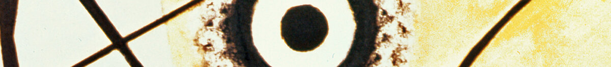 Snijdende lijnen, 1923 (Wassily Kandinsky), Detail: Schwarz-weißes Auge auf Gelb
